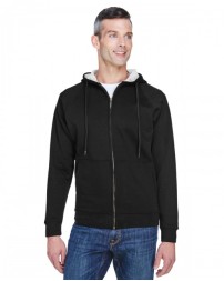 UltraClub Adult Rugged Wear Thermal-Lined Full-Zip Fleece Hooded Sweatshirt