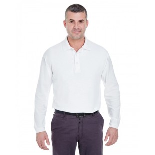 UltraClub Adult Long-Sleeve Whisper Pique Polo