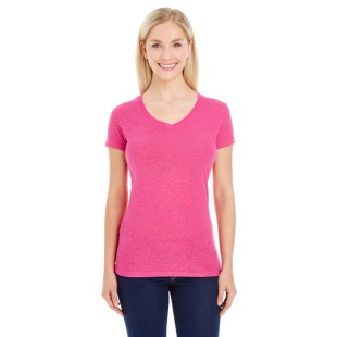 J America Ladies' Glitter V-Neck T-Shirt