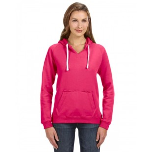 J America Ladies' Sydney Brushed V-Neck Hooded Sweatshirt