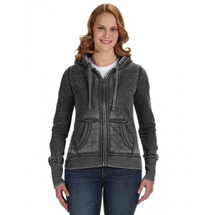 J America Ladies' Zen Full-Zip Fleece Hooded Sweatshirt