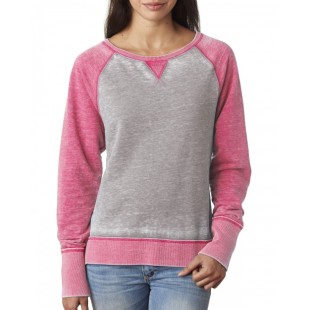 J America Ladies' Zen Contrast Crew