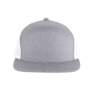 Pacific Headwear Heathered 6-Panel Arch Trucker Snapback Cap