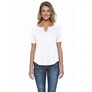 StarTee Ladies' CVC Slit V-Neck T-Shirt