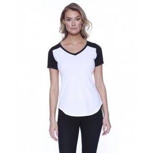 StarTee Ladies' CVC Varsity V-Neck T-Shirt