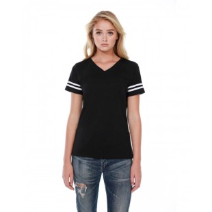 StarTee Ladies' CVC Striped Varsity T-Shirt