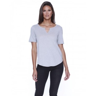 StarTee Ladies' Cotton/Modal Slit V-Neck