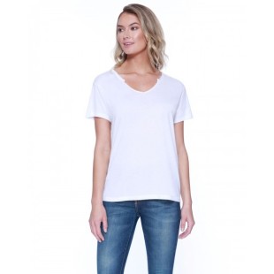 StarTee Ladies' Cotton/Modal Open V-Neck T-Shirt