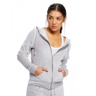 US Blanks Ladies' Velour Full-Zip Hoodie